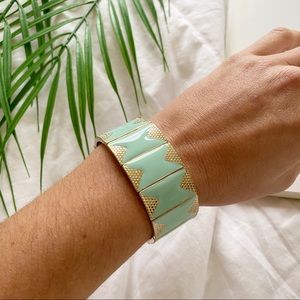 Aqua and Gold Stretchy Costume Bracelet